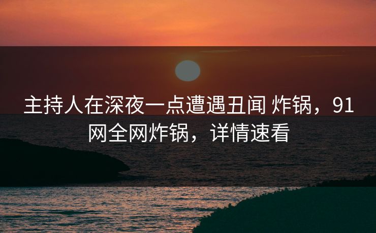 主持人在深夜一点遭遇丑闻 炸锅,91网全网炸锅,详情速看