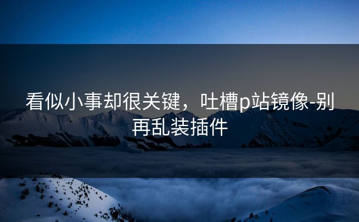 看似小事却很关键,吐槽p站镜像-别再乱装插件