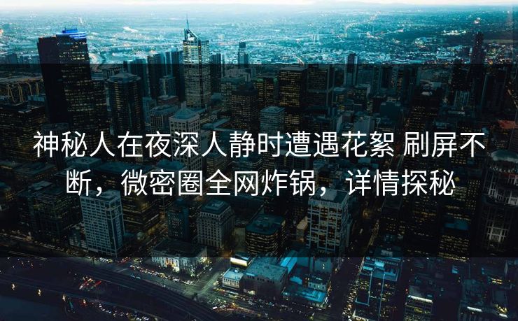 神秘人在夜深人静时遭遇花絮 刷屏不断，微密圈全网炸锅，详情探秘